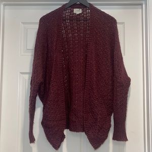 LA Hearts Burgundy Open Knit Cardigan